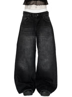 Faded Wide-Leg Denim Jeans