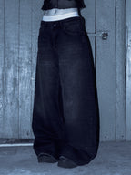 Faded Wide-Leg Denim Jeans