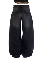 Faded Wide-Leg Denim Jeans
